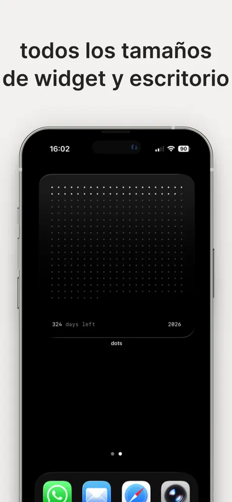 Ejemplos de widgets de Dots en el escritorio de Mac y el iPhone
