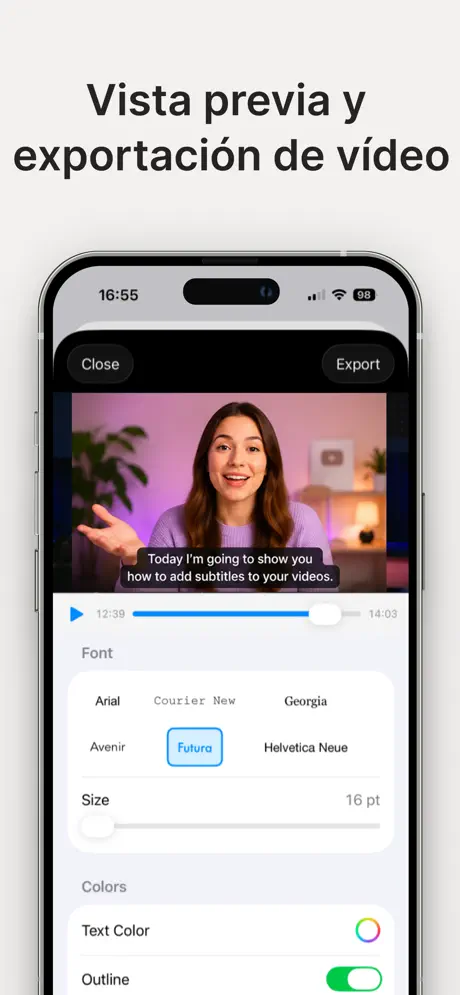 Visualización interactiva de subtítulos generados en video