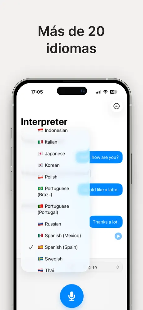 Selección interactiva de idiomas
