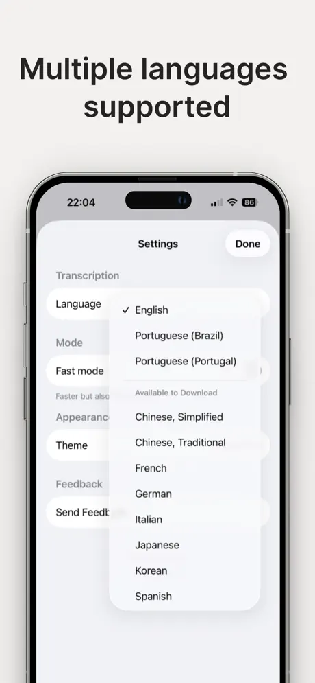Subtitle language settings