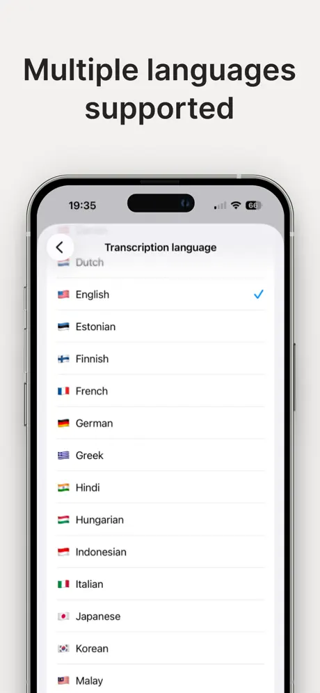 Minutes language settings