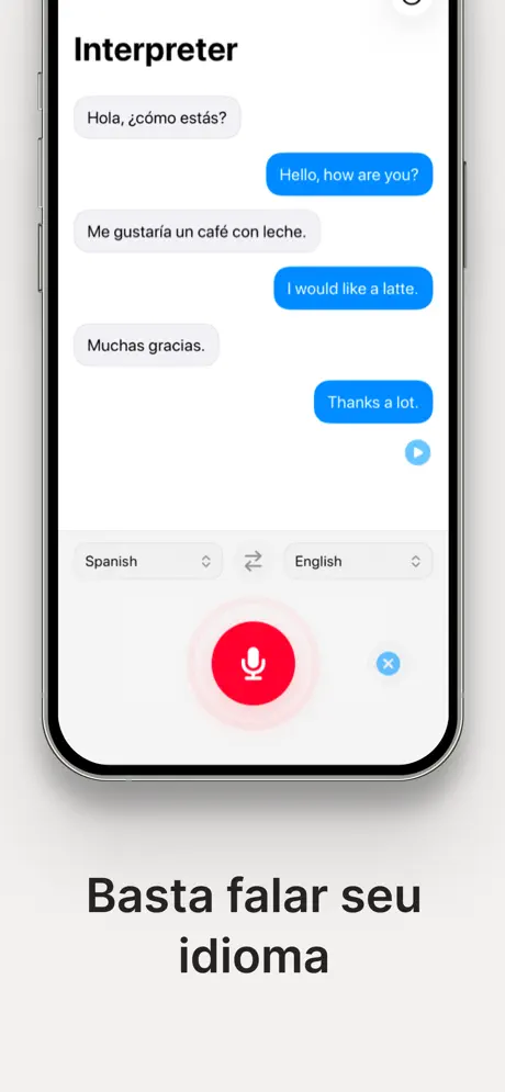 Tela principal do tradutor Interpreter